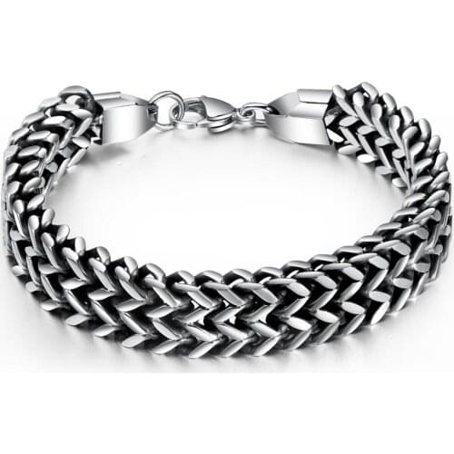 Punk Stainless Steel Link Chain Bangle Bracelet For Man Classic Cuff Hand Jewelry Gift Dropshipping