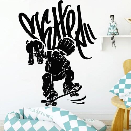 Extreme Skate Wall Decals Creative Skateboard Sports Street Vinyl Self-adhesive Wall Stickers Teen Room Art Home Decoration Z012