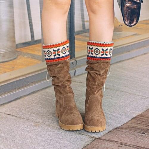 2020 New Retro national style womens shoes mid long womens boots in autumn and winter