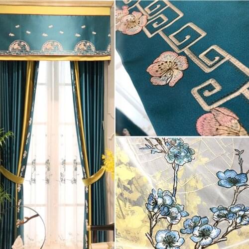 New Chinese classical Chinese light luxury silk stitching embroidered curtain customized products curtains for living room