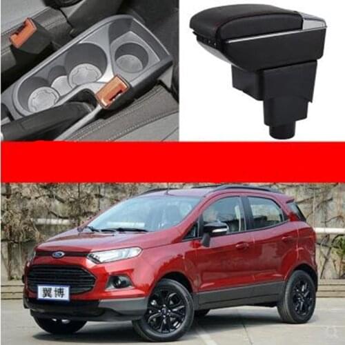 Centre Console Arm Rest Rotatable For Ford Ecosport 2013-2018 Storage Box Armrest +USB 2014 2015 2016