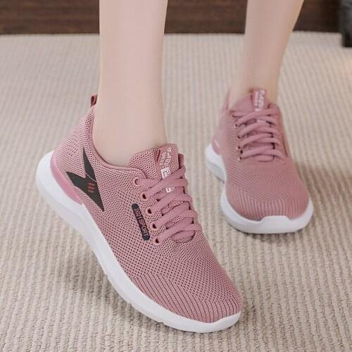 Casual Autumn Womens Sports Shoes Soft Lace-up Large Size Platform Femme Basket Tenis Shoes For Ladies Sneakers