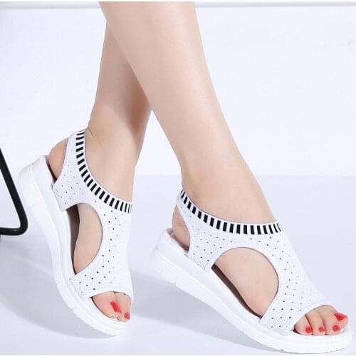 Women Sandals 2019 New Female Shoes Woman Summer Wedge Comfortable Sandals Ladies Slip-on Flat Sandals Women Sandalias