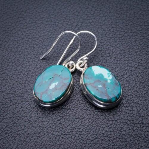 StarGems Natural Turquoise Handmade 925 Sterling Silver Earrings 1.25" E0504