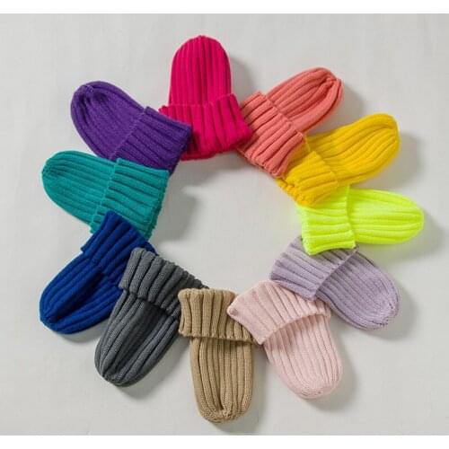 Candy Color Mother Kids Hat for Girls Boys Autumn Winter Baby Beanie Kids Cap Elastic Family Warm Knitted Parent Children Hats