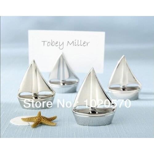 Wedding favors Shining Sails Boats Silver Place Card Holders Elegant wedding party supplies 100pcs/lot Wholesale Free Shipping