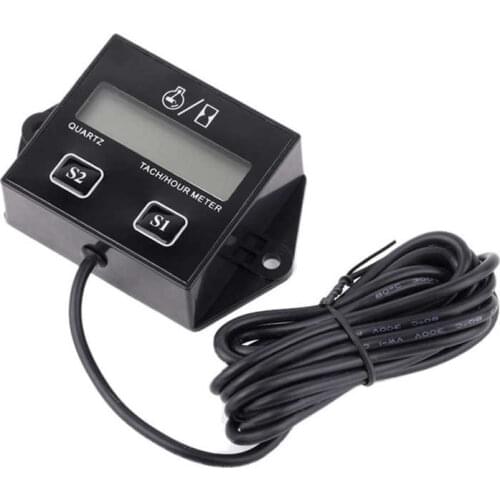 LCD Tach/Hour Meter Motorcycle Gauge RPM Hour Display For 2/4 Stroke Spark Plug Gas Engine Motorcycle ATV
