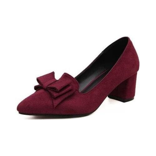 Women 's Shoes Suede Thick High Heels Fashion Casual Pointed Toe Shoes Women Shoes Heel Slippers Summer Pumps Women Shoes