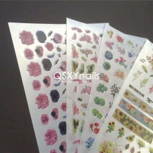 High Quality 50pcs Super Thin Nail Art Adhesive Sticker Decal Rose Flower Leaf Sunflower Garden Design Decoration MG series