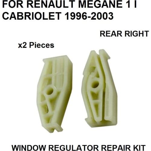X2 PLASTIC PIECES 1996-2003 FOR RENAULT MEGANE I 1 CABRIOLET WINDOW REGULATOR REPAIR CLIP REAR-RIGHT NEW