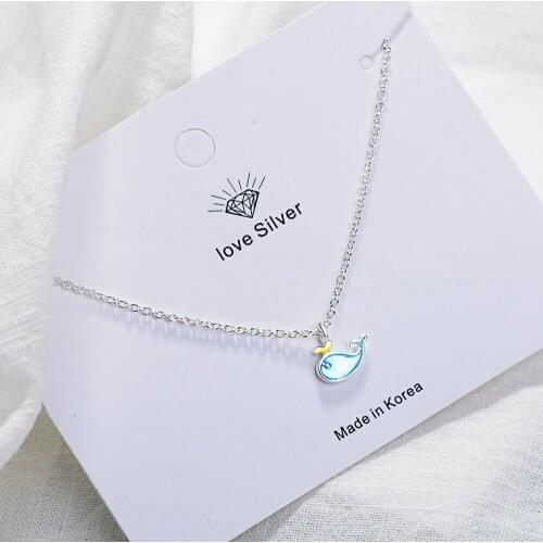 XLC4 925 Sterling Silver Blue Whale Pendant Necklace For Best Friends Forever Animal Jewellery Gifts Wholesale