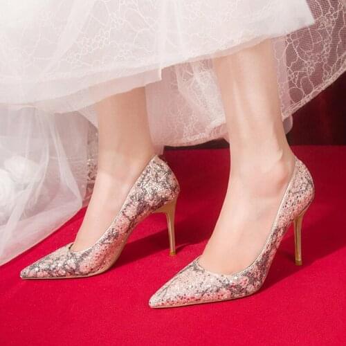 2021 new Women high heels sexy pointed toe office shoes ladies fashion Floral Wild stiletto party pumps zapatos de mujer plus 39