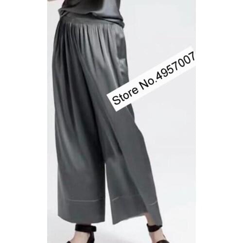 Elfbop Ladies 100% Silk Elastic Waist Loose Style Long Pants - Women Stylish 2020 Newest Long Trousers