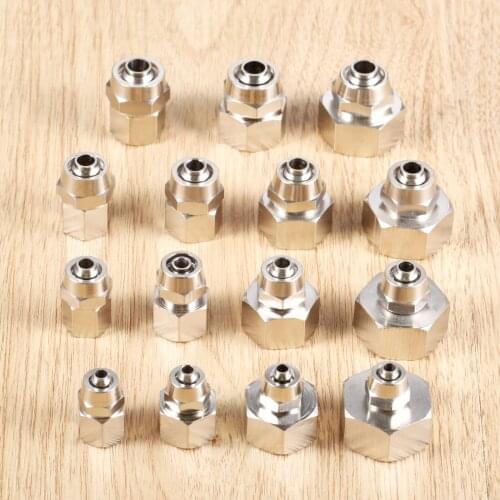 1pc 6/8/10/12mm OD Tube Pneumatic Quick Fittings 1/8" 1/4" 3/8" 1/2" Female Thread Air Vacuum Hose Quick Joint Adapter Connector