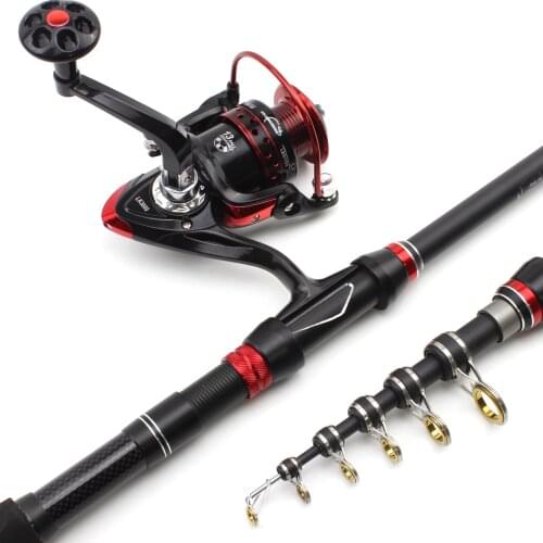 2.1M Fishing rod with reel Carbon Telescopic Fishing Rod and reel set Portable Trout Rod Multifunction Travel pocket Rod pesca