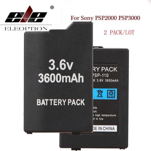 2Pieces/Lot 3.6V 3600mAh Replacment Battery For Sony PSP2000 PSP3000 PSP 2000 PSP 3000 Gamepad Controller Batteries