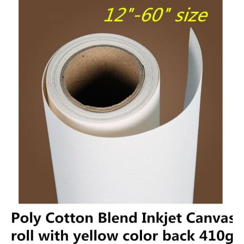 24 inch --60 inch x 18m 410g heavy stretchable polycotton canvas with yellow color back