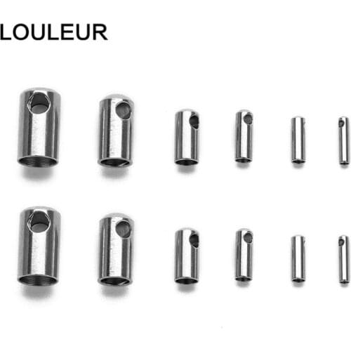 30pcs/lot Fit 1 2 3 4 5mm Stainless Steel Leather Cord End Crimp Caps Beads End Tip Cap For DIY Jewelry Making Findings Supplies
