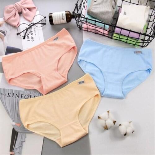 4PCS/Lot Children Cotton Underwear Young Girls Briefs Solid Low Waist Short Briefs Comfortable Ladies Panties SQA-001-4PS
