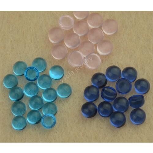 50pcs/Lot 2.0~10mm Various Colors Glass Flat Bottom Synthetic Gems Beads Round Shape Cabochon Flat Back Glass Stone for Jewelry