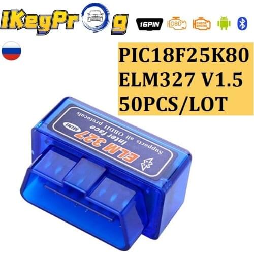 50PCS V1.5 ELM327 Bluetooth PIC18F25K80 Dual For Android/PC OBDII ELM327 Bluetooth Adapter ELM 327 OBD2 Code Reader