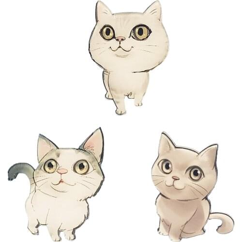 Animal Acrylic Brooch Four Cute Cartoon Cat Icon Pins Badge Good Quality Pin For Kids Party Gifts Decoration On Bag Hat