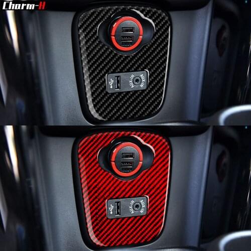 Car Cigarette USB AUX Console Carbon Fiber Cover Trim for Mini Cooper F55 F56