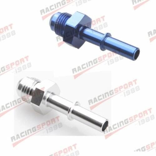 Quick Connect AN6 6AN AN-6 AN6 To 5/16" Male Fuel Line Rail Adapter SILVER/BLUE