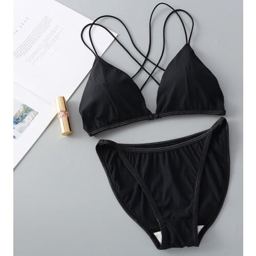 Front Closure Bra Women Bra Panties Set Push Up Bra Cross Strap Seamless Underwear Set Women Sexy Lingerie Set
