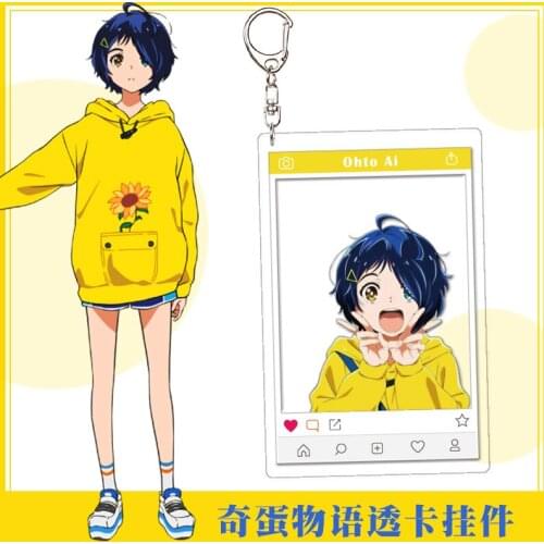 WONDER EGG PRIORITY Ohto Ai Acrylic Transparent Cards Keychain Anime Pendant Take Photo Frame Student Bag Keyring Cosplay