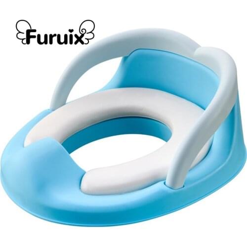 Potty Training Seat for Kids Boys Girls Comfortable Toddler Toilet Seat for Baby with Cushion Handle and Backrest