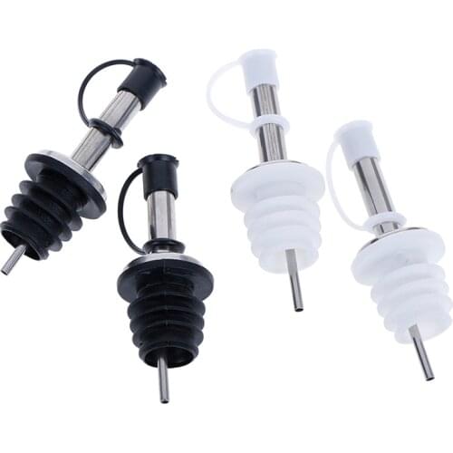 Stainless Steel Wine Cork Pourer, Bottle Stopper Wine Cork Spout Dispenser With Silver Black Oil Bottle Cork