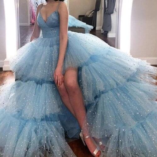 Custom Ice Blue Plus Size Spaghetti Straps Princess Tulle Ball Gowns Sweet 16 Dresses Gowns Prom Dresses Quinceanera Gowns