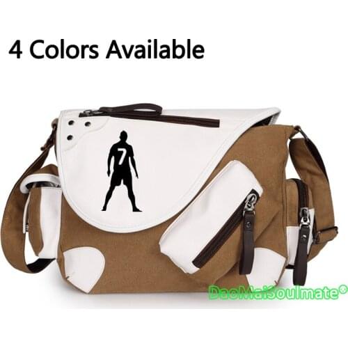 Cristiano Free Kick Background Students Cartoon Crossbody Bag #7 Boys School Bag Shoulder Bag Teenages Canvas Messenger Bags