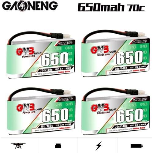 2/4Pcs Gaoneng GNB 1S 3.7v 650mAh 70C/140C HV Lipo Battery With Molex 51005 Plug For RC Quadcopter FPV Racing Drone Battery