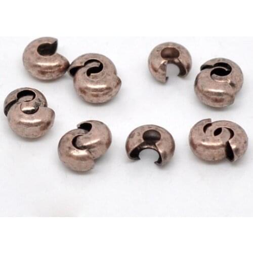 Copper Crimp Beads Half Round Antique Copper 4mm( 1/8") Dia, 20 PCs new