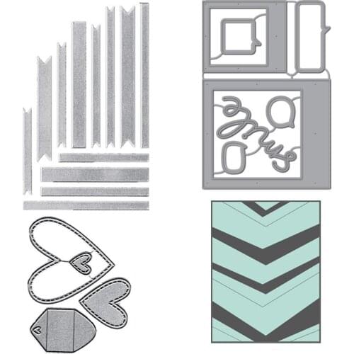 Heart Smile Banner Metal Cutting Dies Stencils for DIY Scrapbooking Embossing Photo Album Decoration Paper Card Crafts Die Cut