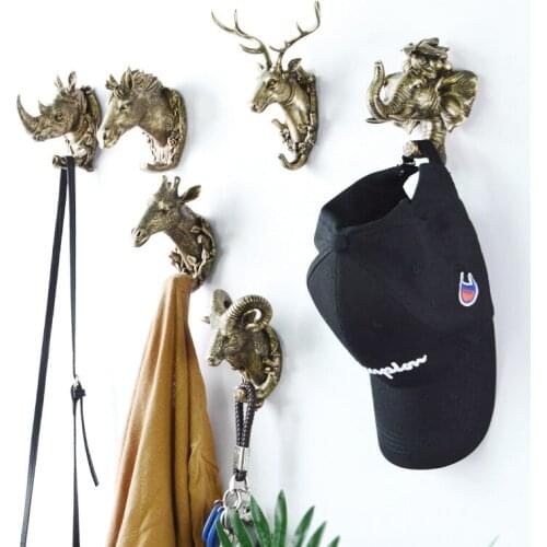 Cute Room Decor Key Holder Hangers Storage Organizer Room Decoration Accessories Hooks Wall Hanging Decor Antique Gold Animal