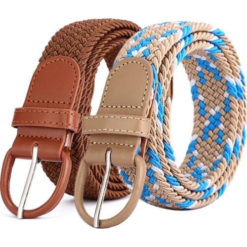 Trendy Mens And Womens Student Belts Breathable Twill Hand-Woven Elastic Elastic Pin Buckle Belt Personalized Couple Gifts2021