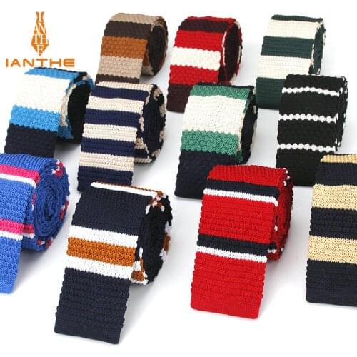 Fashion Mens Knit Ties Colorful Stripe 6cm Slim Knitted Skinny Neckties For Men Party Wedding Male Neckwear Tie Cravat Corbatas