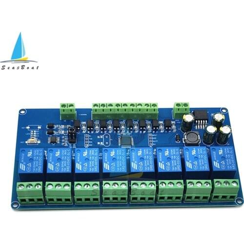 DC 7 -30V 8 Channel Modbus RTU Relay Module Switch RS485 TTL Communication 8 Way Relay Input Output for Arduino Power Control