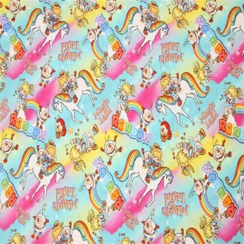 Cartoon Unicorn Rainbow Girl Star Thin 100% Cotton Fabric for Girl Clothes Hometextile Backpack Needlework DIY Material