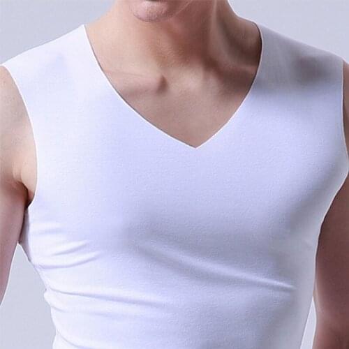2021New Seamless Sleeveless Undershirt Tank Top Men Fitness Shirts Mens Bodybuilding Workout Vest Factory Outlet V Neck Tank Top
