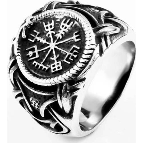 316L Stainless steel viking men ring Dragon Animal nose Pagan Odin Amulet Vegvisir scandinavian fashion jewelry for men