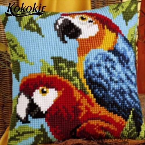 Handmade Needlework Sets Cross stitch For Embroidery kit cartoon parrot cotton thread home Counted Cross-Stitching diy cushion