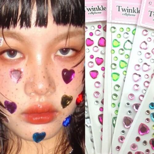 Heart Rhinestone Nail Art Stickers 3D Crystal Gem Acrylic DIY Mobile Computer Face Nail Decoration Kids Gifts Nail Supplies