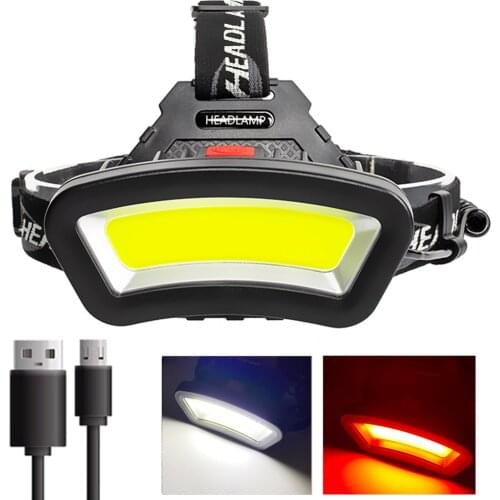 COB Floodlight LED Headlight 3 Modes Waterproof Super Bright Headlamp Rechargeable Fishing Lights Powered By 2x18650 Batteries