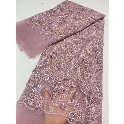 Latest French Lace Fabric 2021 High Quality Lace 3d French Bridal Beads Lace Fabric For African Lace Matrial 5yards 4117B