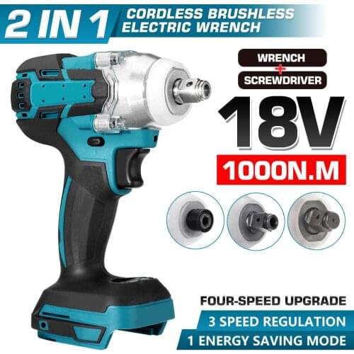 Update 4 speed 18V 1000N.M Brushless Cordless Electric Impact Wrench Rechargeable 1/2 inch Wrench Power Tools for Makita Battery