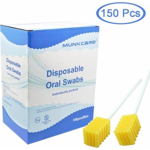 Disposable Dental Swabs For Mouth Cleaning Sponge Sticks, Individually Wrapped, Yellow